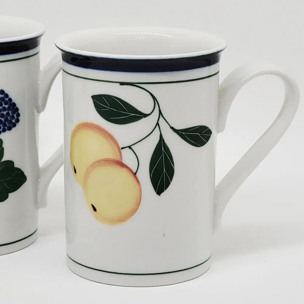 Dansk Berries Set Of 3 Mugs Consisting Of 2 Peach And 1 Blackberry VGC